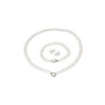 Chavin DS48 İnci Küçük Broş Gümüş Bileklik Küpe Takımı Set Kolye