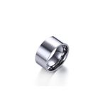 Chavin DT01-30 10 mm Geniş Parlak Gri Bayan Erkek Çelik Alyans Yüzük