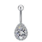 Chavin DT59BY Beyaz Damla Taşlı Çelik Göbek Piercing