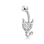 Chavin DT70BY Beyaz Kalp Taşlı Şeytan Çelik Göbek Piercing