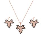 Chavin DZ26 Mini Çınar Yaprağı Kolye Küpe Gümüş Set