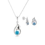Chavin EI09 Topaz Melek Kanadı 0.04 Carat Pırlanta Gümüş Kolye Küpe Seti