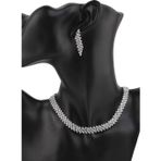 Chavin ES06 Düğün Nişan Kına Zirkon Taşlı Kadın Kolye Küpe Set