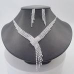 Chavin ES08 Düğün Nişan Kına Zirkon Taşlı Kadın Kolye Küpe Set