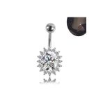 Chavin ET13 Komple Taşlı Çiçek Göbek Piercing