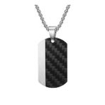 Chavin EU50 Karbon Fiber Siyah Dogtag Asker Künyesi Çelik Erkek Kolye