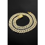 Chavin EU77SR 12 mm Gold Kalın 60 cm Taşlı Alloy Erkek Zincir