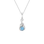 Chavin EU88 Topaz Sol Anahtarı Zirkon Taşlı Gümüş Kolye