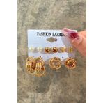 Chavin EV23SR 5 Çift Gold Halka Kelebek Kadın Küpe Seti