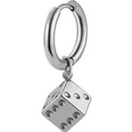 Chavin Gri Çelik Sallantılı Zar Kadın Erkek Tek Küpe et03by