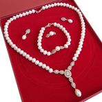 Chavin İnci Rose Gümüş Kolye Küpe Bileklik Yüzük Takım Set ei71rs