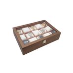 Chavin ST15-58 15'li Diamond Bronz Deri Ahşap Camlı Saat Kutusu