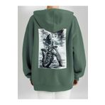 Che Bros Tasarım Baskılı Oversize Kapüşonlu Kadın-Erkek Sweatshirt Haki L cheNM102