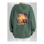Che Bros Tasarım Baskılı Oversize Kapüşonlu Kadın-Erkek Sweatshirt Haki M cheNM130