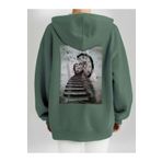 Che Bros Tasarım Baskılı Oversize Kapüşonlu Kadın-Erkek Sweatshirt Haki M cheNM32