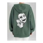 Che Bros Tasarım Baskılı Oversize Kapüşonlu Kadın-Erkek Sweatshirt Haki S cheNM140