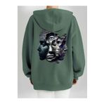 Che Bros Tasarım Baskılı Oversize Kapüşonlu Kadın-Erkek Sweatshirt Haki S cheNM145