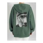 Che Bros Tasarım Baskılı Oversize Kapüşonlu Kadın-Erkek Sweatshirt Haki S cheNM49