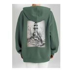 Che Bros Tasarım Baskılı Oversize Kapüşonlu Kadın-Erkek Sweatshirt Haki XL cheNM153