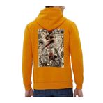 Che Bros Tasarım Baskılı Oversize Kapüşonlu Kadın-Erkek Sweatshirt Hardal L cheNM208