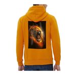 Che Bros Tasarım Baskılı Oversize Kapüşonlu Kadın-Erkek Sweatshirt Hardal M cheNM223
