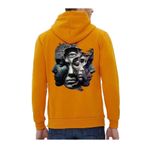 Che Bros Tasarım Baskılı Oversize Kapüşonlu Kadın-Erkek Sweatshirt Hardal M cheNM300