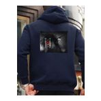 Che Bros Tasarım Baskılı Oversize kapüşonlu Kadın-Erkek Sweatshirt KARTAL Lacivert L cheNM361