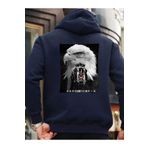 Che Bros Tasarım Baskılı Oversize kapüşonlu Kadın-Erkek Sweatshirt KARTAL Lacivert M cheNM345