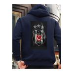 Che Bros Tasarım Baskılı Oversize kapüşonlu Kadın-Erkek Sweatshirt KARTAL Lacivert M cheNM358