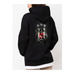 Che Bros Tasarım Baskılı Oversize kapüşonlu Kadın-Erkek Sweatshirt KARTAL Siyah XL cheNM375