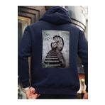Che Bros Tasarım Baskılı Oversize Kapüşonlu Kadın-Erkek Sweatshirt Lacivert L cheNM417