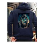 Che Bros Tasarım Baskılı Oversize Kapüşonlu Kadın-Erkek Sweatshirt Lacivert L cheNM470