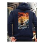 Che Bros Tasarım Baskılı Oversize Kapüşonlu Kadın-Erkek Sweatshirt Lacivert L cheNM478