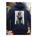 Che Bros Tasarım Baskılı Oversize Kapüşonlu Kadın-Erkek Sweatshirt Lacivert M cheNM408