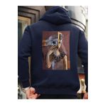 Che Bros Tasarım Baskılı Oversize Kapüşonlu Kadın-Erkek Sweatshirt Lacivert M cheNM423