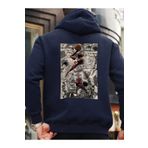 Che Bros Tasarım Baskılı Oversize Kapüşonlu Kadın-Erkek Sweatshirt Lacivert M cheNM438