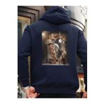 Che Bros Tasarım Baskılı Oversize Kapüşonlu Kadın-Erkek Sweatshirt Lacivert M cheNM516