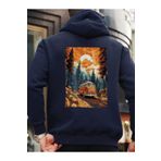 Che Bros Tasarım Baskılı Oversize Kapüşonlu Kadın-Erkek Sweatshirt Lacivert S cheNM385