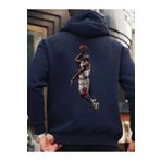 Che Bros Tasarım Baskılı Oversize Kapüşonlu Kadın-Erkek Sweatshirt Lacivert S cheNM397