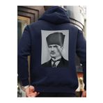 Che Bros Tasarım Baskılı Oversize Kapüşonlu Kadın-Erkek Sweatshirt Lacivert S cheNM448