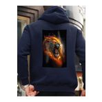 Che Bros Tasarım Baskılı Oversize Kapüşonlu Kadın-Erkek Sweatshirt Lacivert XL cheNM450