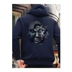 Che Bros Tasarım Baskılı Oversize Kapüşonlu Kadın-Erkek Sweatshirt Lacivert XL cheNM528