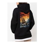 Che Bros Tasarım Baskılı Oversize Kapüşonlu Kadın-Erkek Sweatshirt Siyah M cheNM633