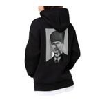 Che Bros Tasarım Baskılı Oversize Kapüşonlu Kadın-Erkek Sweatshirt Siyah S cheNM601
