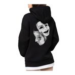 Che Bros Tasarım Baskılı Oversize Kapüşonlu Kadın-Erkek Sweatshirt Siyah S cheNM678