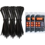 chedi Kablo Bağı 3,6x200 mm 300'lü Paket Çok Amaçlı Kablo Bağları, 20 cm Premium Kalite Siyah Kablo Klipsi, Plastik Kelepçe - 20 cm - 3,6X200 mm - 300'lü Paket