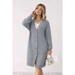cheen Kadın Gri Selanik Örgü Oversize Uzun Hırka
