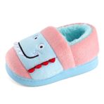 Cheerful Mario Çocuklar kış sıcak terlik erkek kız ev ayakkabı peluş astarlı kalın taban Anti kayma sevimli karikatür, Canavar Pembe, 7.5/8 UK Child