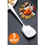 chef desing Servis Kaşığı Seti 3 Lü Paslanmaz Çelik Lüx Salata Börek Pasta Fırın Tavuk Patates Servis Kaşığı