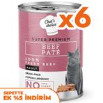 Chefs Choice Pate Beef Biftekli Tahılsız Ezme Kedi Yaş Maması 400 Gr x 6 Adet